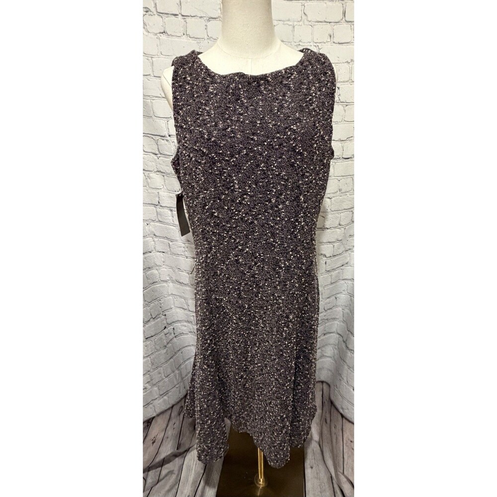 NWT Eva Mendes NY & Co. Sleeveless Black Pale Pink Boucle Fit & Flare Dress 16